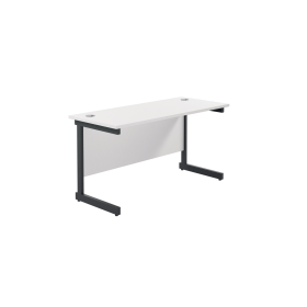 Jemini Rectangular Single Upright Cantilever Desk 1400mm x 600mm x 730mm White Black 764863 F