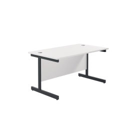 Jemini Rectangular Single Upright Cantilever Desk 1400mm x 800mm x 730mm White Black 764870 F