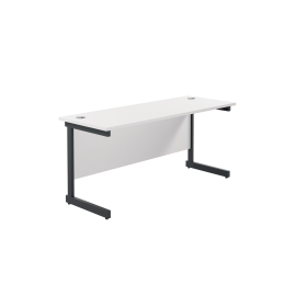 Jemini Rectangular Single Upright Cantilever Desk 1600mm x 600mm x 730mm White Black 764877 F