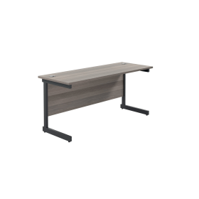 Jemini Rectangular Single Upright Cantilever Desk 1800mm x 600mm x 730mm Grey Oak Black 764888 F