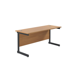 Jemini Rectangular Single Upright Cantilever Desk 1800mm x 600mm x 730mm Nova Oak Black 764890 F