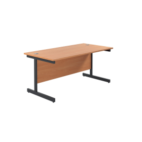 Jemini Rectangular Single Upright Cantilever Desk 1800mm x 800mm x 730mm Beech Black 764892 F