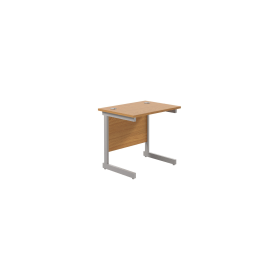 Jemini Single Rectangular Desk 800mm x 600mm x 730mm Nova Oak Silver 577064 F