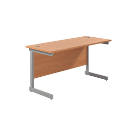 Jemini Single Rectangular Desk 1200mm x 600mm x 730mm Beech Silver 577077 F