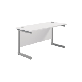 Jemini Single Rectangular Desk 1200mm x 600mm x 730mm White Silver 574326 F