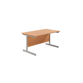 Jemini Single Rectangular Desk 1200mm x 800mm x 730mm Beech Silver 574345 F