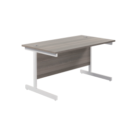 Jemini Single Rectangular Desk 1200mm x 800mm x 730mm Grey Oak White 577110 F