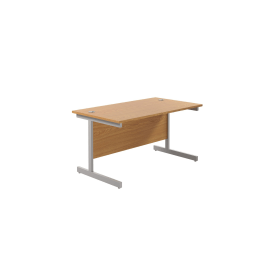Jemini Single Rectangular Desk 1200mm x 800mm x 730mm Nova Oak Silver 577107 F