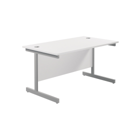 Jemini Single Rectangular Desk 1200mm x 800mm x 730mm White Silver 574347 F