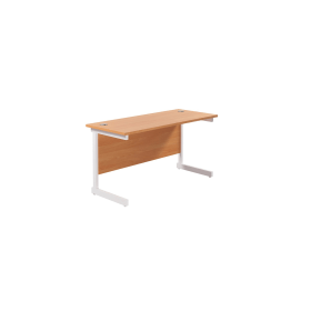 Jemini Single Rectangular Desk 1400mm x 600mm x 730mm Beech White 577101 F