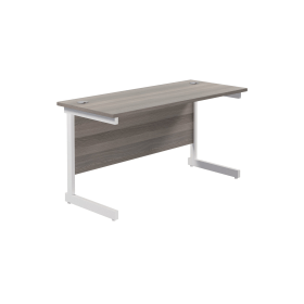 Jemini Single Rectangular Desk 1400mm x 600mm x 730mm Grey Oak White 577102 F