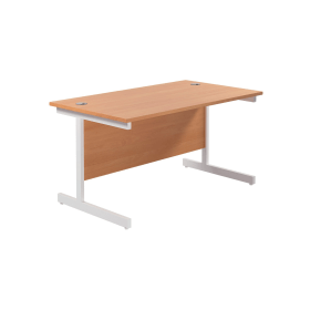 Jemini Single Rectangular Desk 1400mm x 800mm x 730mm Beech White 577170 F