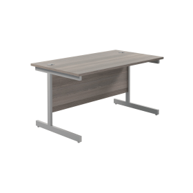 Jemini Single Rectangular Desk 1400mm x 800mm x 730mm Grey Oak Silver 574350 F