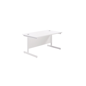 Jemini Single Rectangular Desk 1400mm x 800mm x 730mm White White 577173 F
