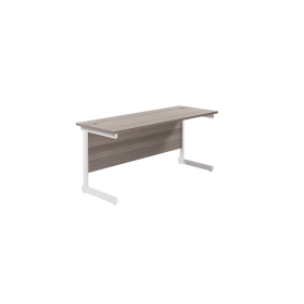 Jemini Single Rectangular Desk 1600mm x 600mm x 730mm Grey Oak White 577141 F