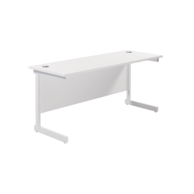 Jemini Single Rectangular Desk 1600mm x 600mm x 730mm White White 577143 F