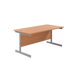 Jemini Single Rectangular Desk 1600mm x 800mm x 730mm Beech Silver 574354 F