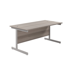 Jemini Single Rectangular Desk 1600mm x 800mm x 730mm Grey Oak Silver 574355 F
