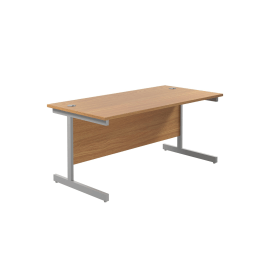 Jemini Single Rectangular Desk 1600mm x 800mm x 730mm Nova Oak Silver 574356 F