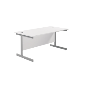 Jemini Single Rectangular Desk 1600mm x 800mm x 730mm White Silver 574357 F