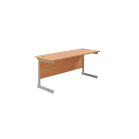 Jemini Single Rectangular Desk 1600x600x730mm Beech Silver KF800648 574335 F
