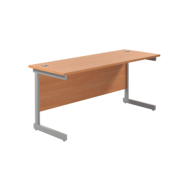 Jemini Single Rectangular Desk 1800mm x 600mm x 730mm Beech Silver 574341 F