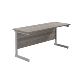 Jemini Single Rectangular Desk 1800mm x 600mm x 730mm Grey Oak Silver 574342 F