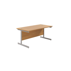Jemini Single Rectangular Desk 1800mm x 800mm x 730mm Nova Oak Silver 574362 F
