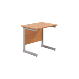 Jemini Single Rectangular Desk 800mm x 600mm x 730mm Beech Silver 577062 F