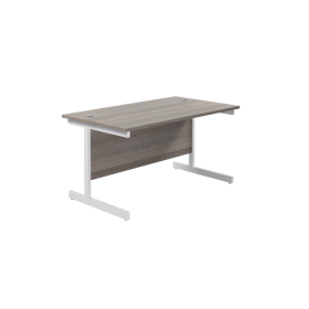 Jemini Single Upright Rectangular Desk 1200mm x 800mm x 730mm Grey Oak White 808328 F