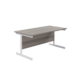 Jemini Single Upright Rectangular Desk 1600mm x 800mm x 730mm Grey Oak White 808311 F