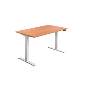 Jemini Sit Stand Desk with Cable Ports 1200mm x 800mm x 630 1290mm Beech White 577768 F