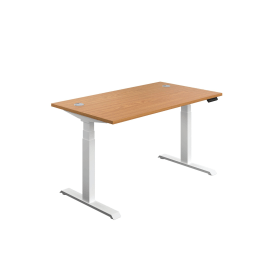 Jemini Sit Stand Desk with Cable Ports 1200mm x 800mm x 630 1290mm Nova Oak White 577772 F