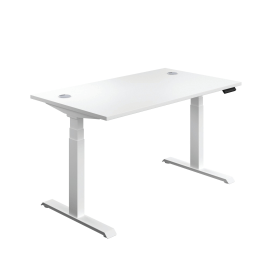 Jemini Sit Stand Desk with Cable Ports 1200mm x 800mm x 630 1290mm White White 577773 F