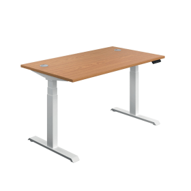 Jemini Sit Stand Desk with Cable Ports 1600mm x 800mm x 630 1290mm Nova Oak White 577796 F