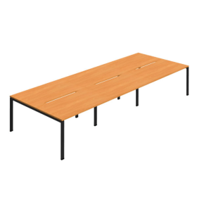 Jemini Six Person Back to Back Bench Desk 3600mm x 1600mm x 730mm Beech Black KF800532 F
