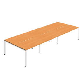 Jemini Six Person Back to Back Bench Desk 3600mm x 1600mm x 730mm Beech White KF800534 F
