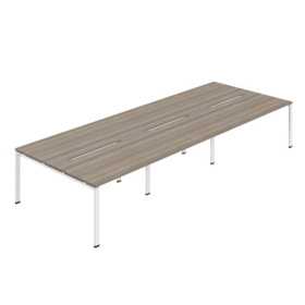 Jemini Six Person Back to Back Bench Desk 3600mm x 1600mm x 730mm Grey Oak White KF800541 F