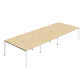 Jemini Six Person Back to Back Bench Desk 3600mm x 1600mm x 730mm Nova Oak White KF800545 F