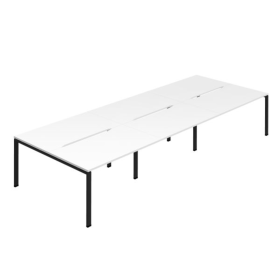 Jemini Six Person Back to Back Bench Desk 3600mm x 1600mm x 730mm White Black KF800546 F