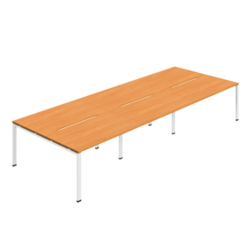 Jemini Six Person Back to Back Bench Desk 4200mm x 1600mm x 730mm Beech White KF800551 F