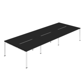 Jemini Six Person Back to Back Bench Desk 4200mm x 1600mm x 730mm Black White KF800554 F