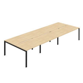 Jemini Six Person Back to Back Bench Desk 4200mm x 1600mm x 730mm Nova Oak Black KF800558 F