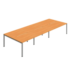 Jemini Six Person Back to Back Bench Desk 4800mm x 1600mm x 730mm Beech Silver KF800567 F