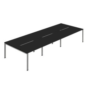 Jemini Six Person Back to Back Bench Desk 4800mm x 1600mm x 730mm Black Silver KF800570 F