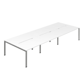 Jemini Six Person Back to Back Bench Desk 4800mm x 1600mm x 730mm White Silver KF800580 F