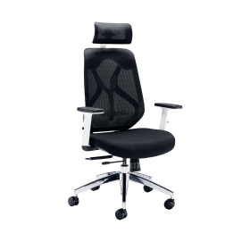 Jemini Stealth Mesh Back Operator Chair Headrest Arms 660mm x 660mm x 1140 1240 White Black 848331 F