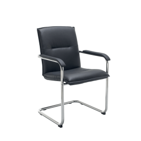 Jemini Stratus Tuscany Medium Back Visitor Chair 460mm x 430mm x 870mm Leather Look Black 808281 F