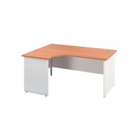 Jemini Switch Radial Left Hand Desk 1600mm x 1200mm x 730mm Beech White 577819 F