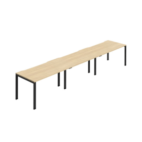 Jemini Three Person Bench Desk 1200mm x 800mm Nova Oak Black 3 Pack KF800393 F